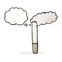 cartoon cigarette with thought bubble