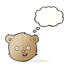 cartoon teddy bear head with thought bubble