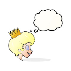 cartoon princess with thought bubble