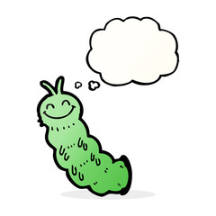 cartoon caterpillar with thought bubble