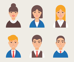 Set of avatars modern vector style. Male and female character. B