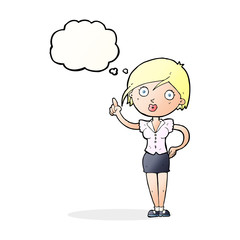 cartoon pretty woman with idea with thought bubble