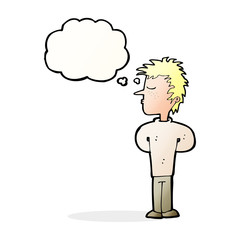 cartoon man ignoring with thought bubble