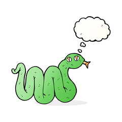 funny cartoon snake with thought bubble