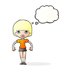 cartoon girl with thought bubble