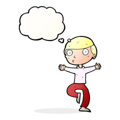 cartoon startled man with thought bubble