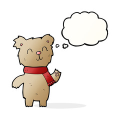 cartoon cute teddy bear with thought bubble