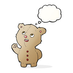 cartoon cute teddy bear with thought bubble