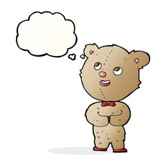 cartoon cute teddy bear with thought bubble