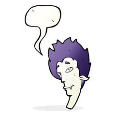 cartoon vampire head with thought bubble