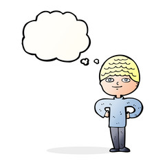 cartoon proud man with thought bubble