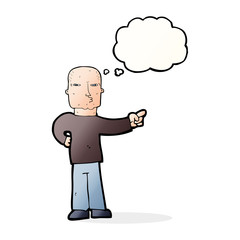 cartoon pointing man with thought bubble