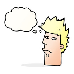 cartoon nervous expression with thought bubble