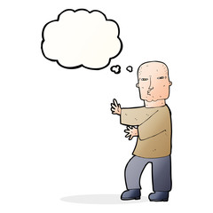 cartoon tough man  with thought bubble