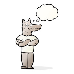 cartoon werewolf with thought bubble