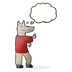 Fototapeta premium cartoon werewolf with thought bubble