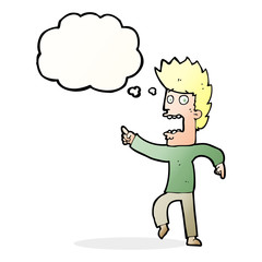 cartoon terrified man with thought bubble