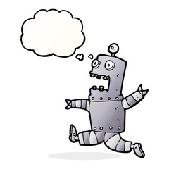 cartoon terrified robot with thought bubble