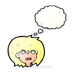 cartoon shocked expression  with thought bubble