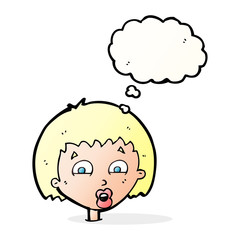 cartoon shocked expression  with thought bubble