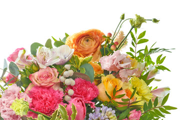Beautiful bouquet of bright flowers isolated