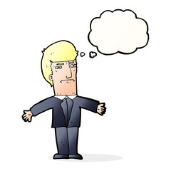 cartoon annoyed boss with thought bubble