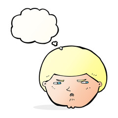 cartoon annoyed man with thought bubble