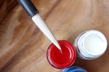 Watercolor with paintbrush