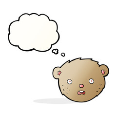 cartoon teddy bear face with thought bubble