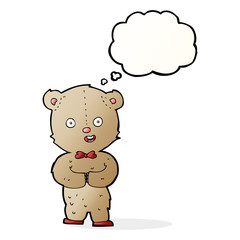Fototapeta premium cartoon teddy bear with thought bubble