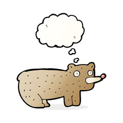 funny cartoon bear with thought bubble