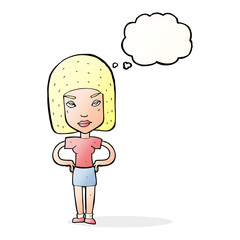 cartoon annoyed woman with thought bubble