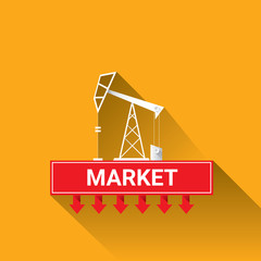 Oil price falling down graph illustration. vector 