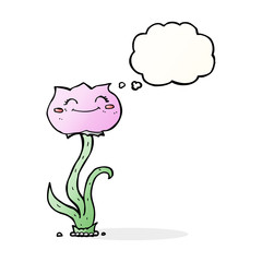 cartoon flower with thought bubble