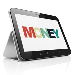 Banking concept: Tablet Computer with Money on  display