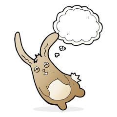 funny cartoon rabbit with thought bubble