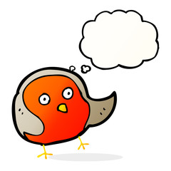 cartoon robin with thought bubble