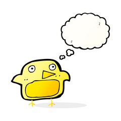 cartoon bird with thought bubble