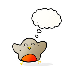 cartoon robin with thought bubble