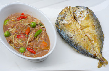 Shrimp paste chili sauce, Thai traditional food
