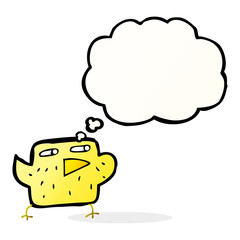 cartoon bird with thought bubble