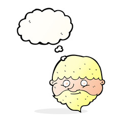 cartoon bearded man with thought bubble