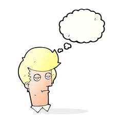 cartoon bored man with thought bubble