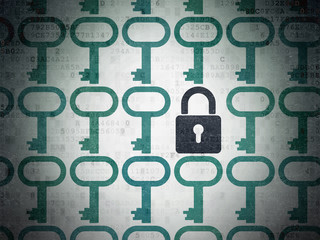 Security concept: closed padlock icon on Digital Paper background