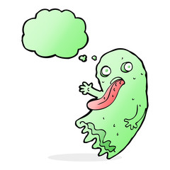 gross cartoon ghost with thought bubble