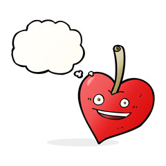 cartoon love heart apple with thought bubble