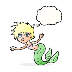 cartoon mermaid with thought bubble