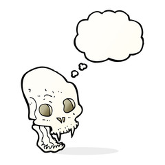 Obraz na płótnie Canvas cartoon spooky vampire skull with thought bubble