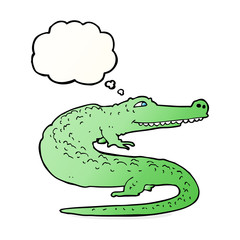 cartoon crocodile with thought bubble