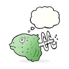 cartoon fish head with thought bubble